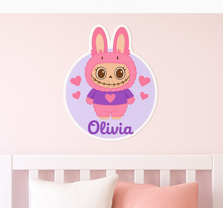 Sticker chambre enfant monstre lapin avec nom - TenStickers