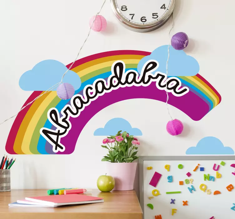 Sticker chambre enfant motif arc-en-ciel abracadabra - TenStickers