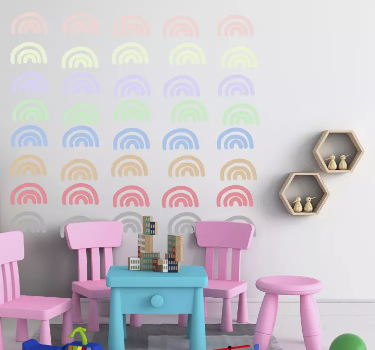 Sticker chambre enfant motif arc-en-ciel pastel - TenStickers