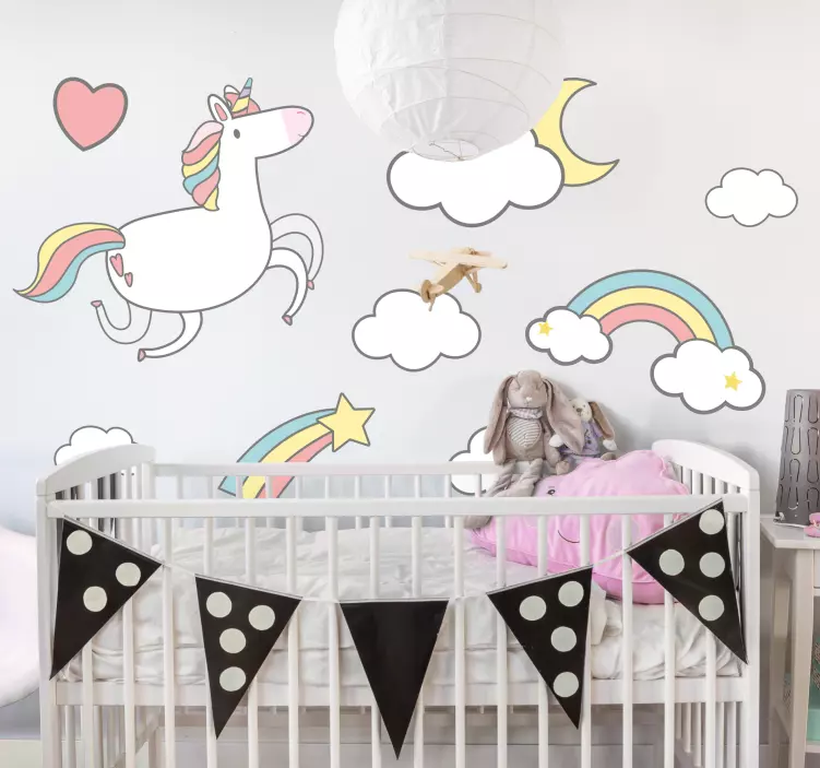 Sticker bébé motif de licorne fantaisiste - TenStickers