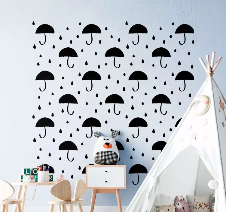 Sticker chambre enfant motif de parapluie ludique - TenStickers
