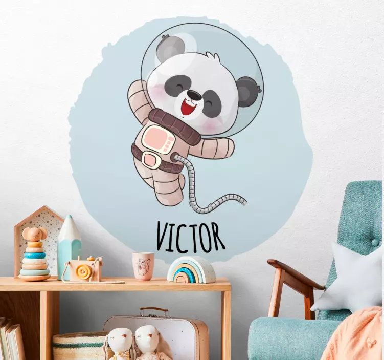 Sticker chambre enfant panda astronaute mignon - TenStickers