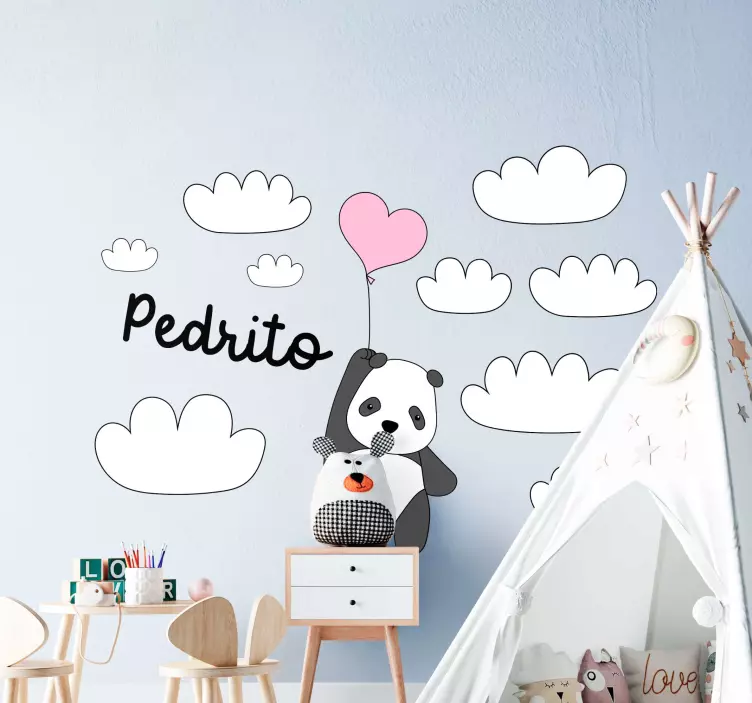 Sticker chambre enfant panda avec ballon - TenStickers