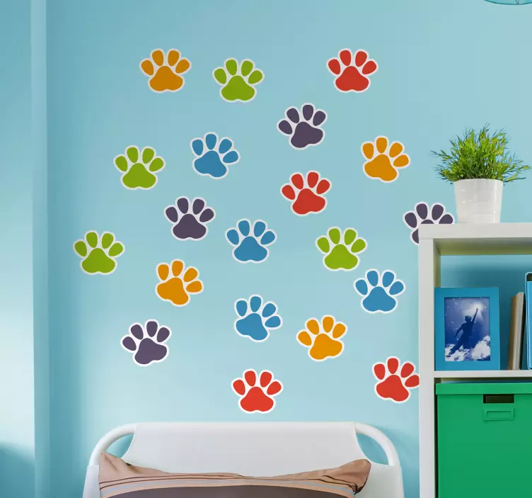 Sticker Chambre Enfant Pattes colorées - TenStickers