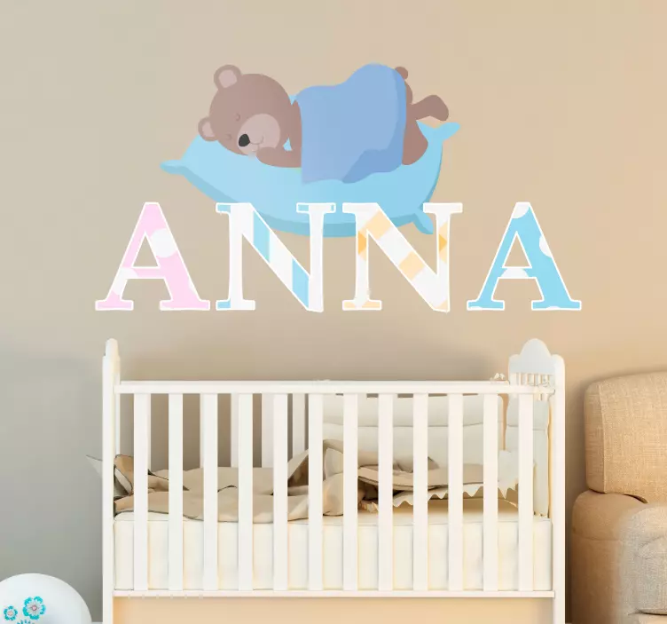 Sticker chambre enfant personnage d'ours endormi - TenStickers
