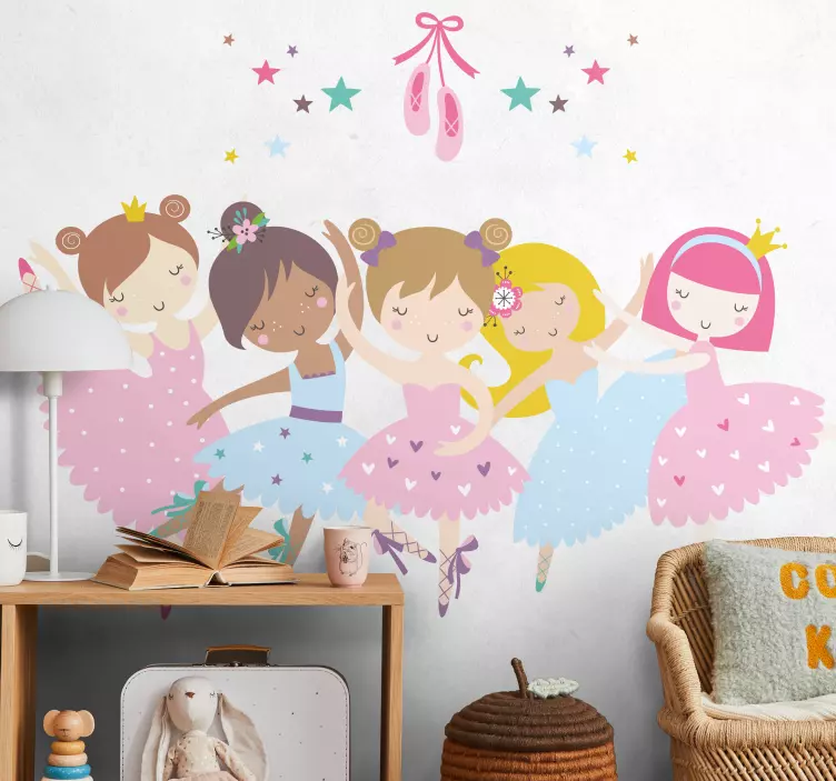 Sticker chambre enfant personnages de ballerines dansantes - TenStickers