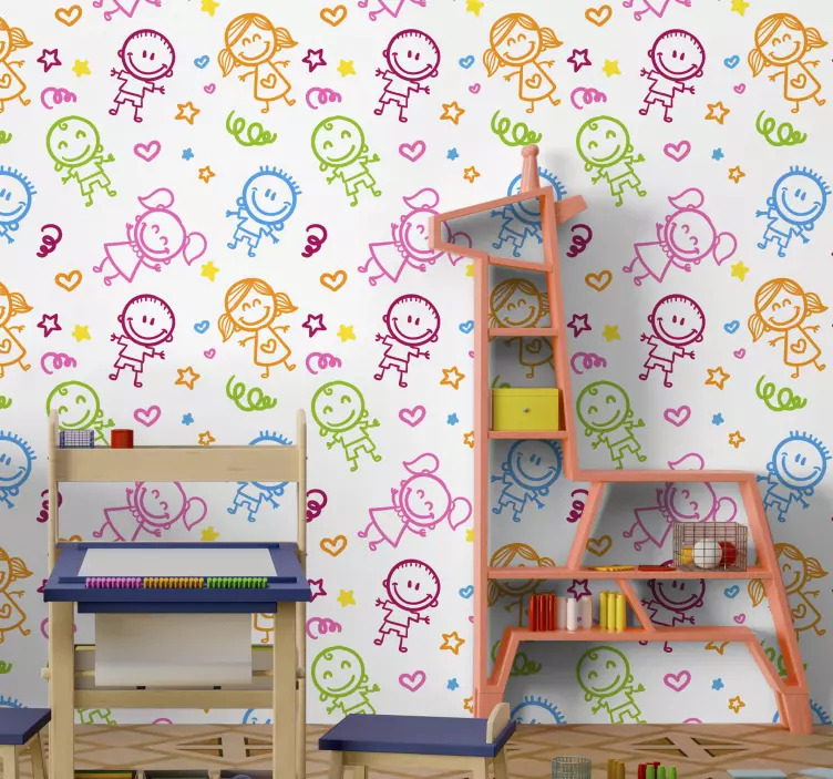 Sticker chambre enfant personnages d'enfants heureux - TenStickers
