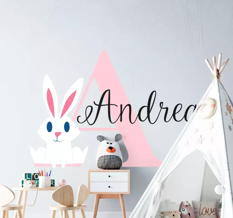 Sticker chambre enfant personnalisation du nom du lapin - TenStickers