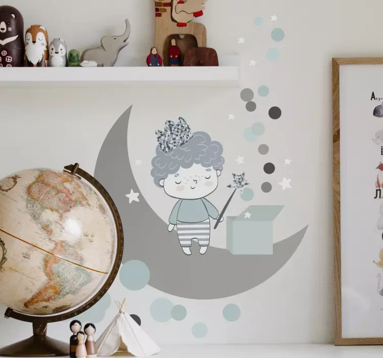 Sticker chambre enfant petit garçon lunaire amusant - TenStickers
