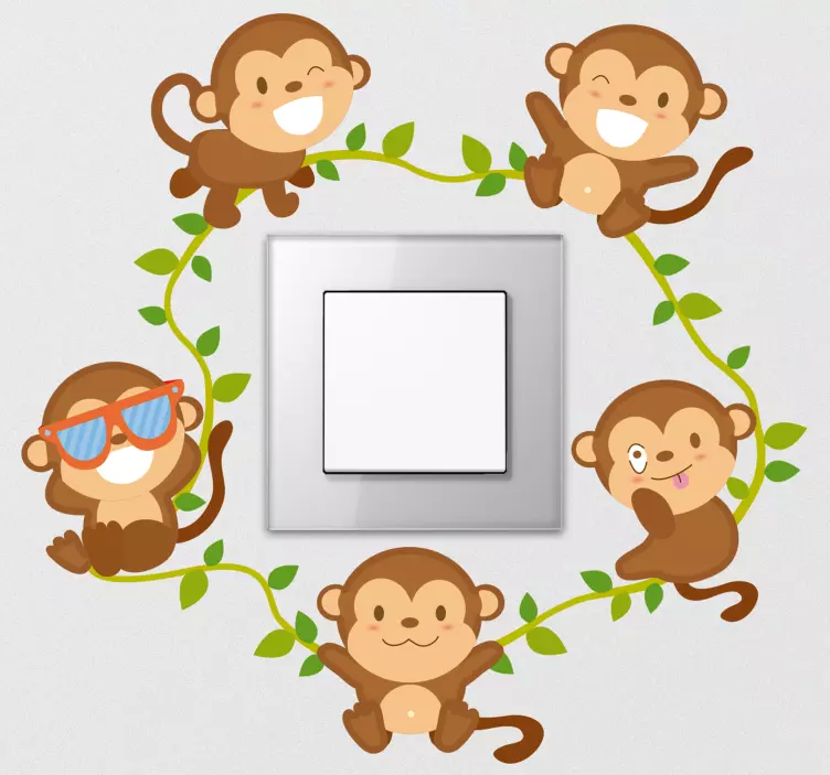 Sticker Interrupteur Petits Singes Farceurs - TenStickers
