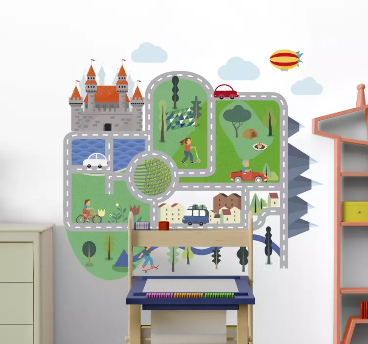 Sticker chambre enfant scène de château ludique - TenStickers