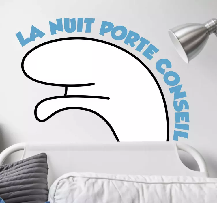 Sticker Chambre Enfant Schtroumpf dormeur texte - TenStickers