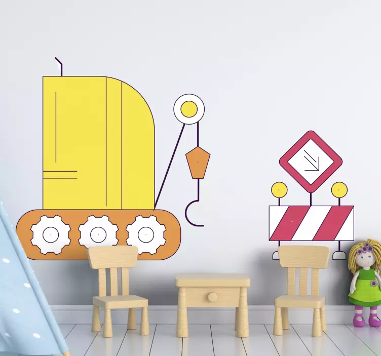 Sticker chambre enfant véhicules de construction amusants - TenStickers