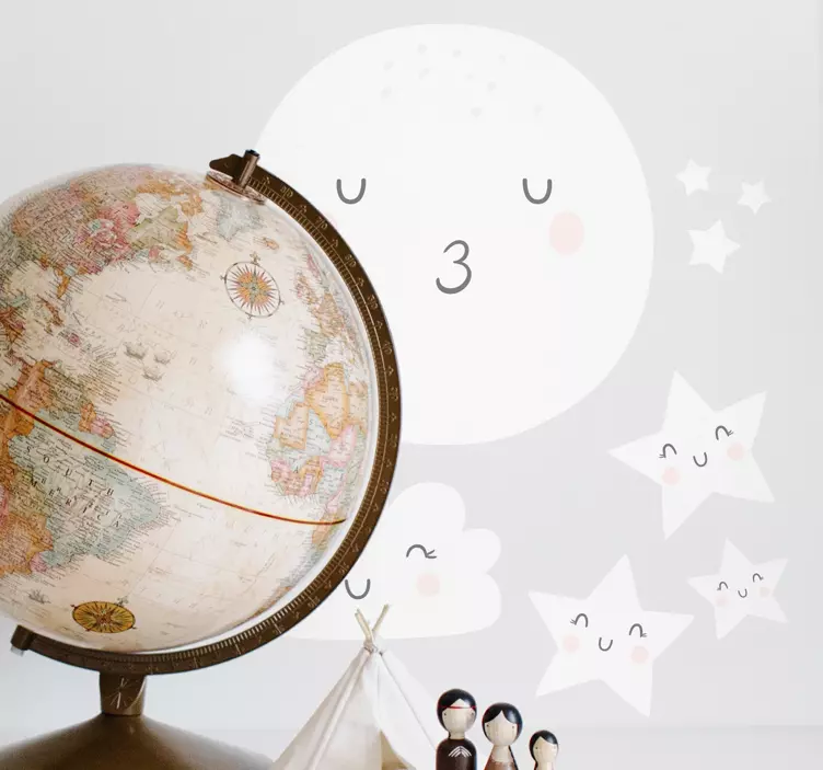 Sticker chambre enfant visages de lune doux - TenStickers