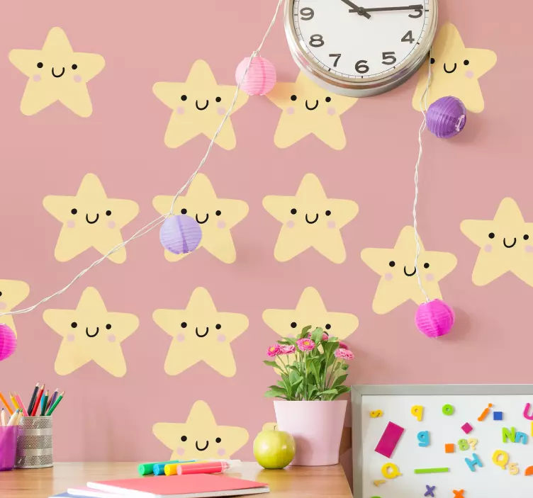 Sticker chambre enfant visages d'étoiles heureux - TenStickers