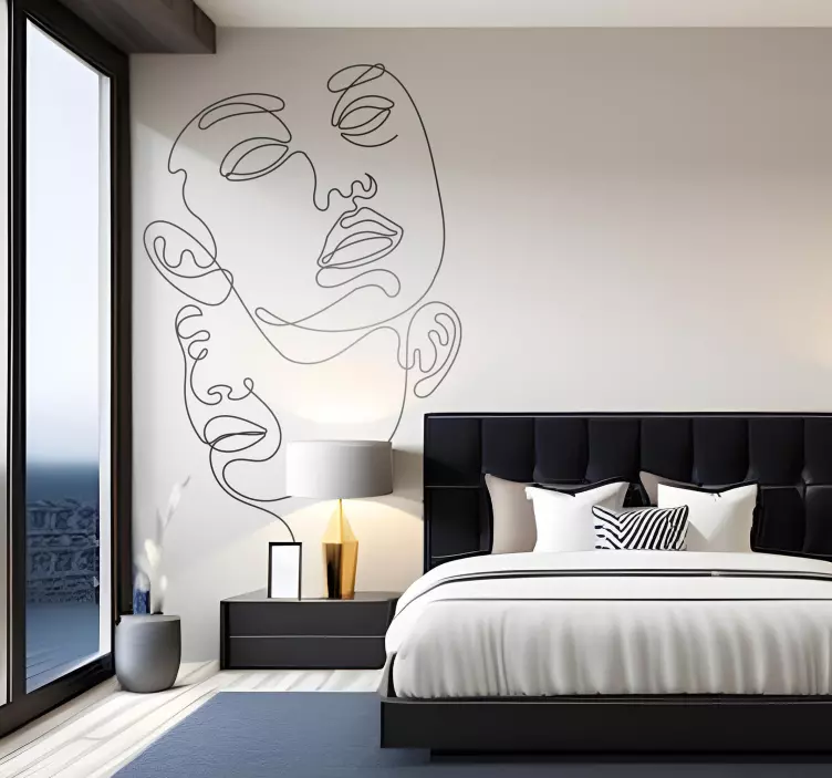 Sticker chambre visages abstraits - TenStickers