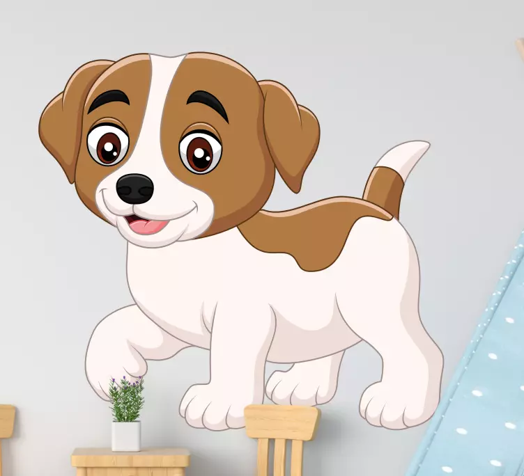 Sticker chien Joyeux petit chien de dessin animé - TenStickers