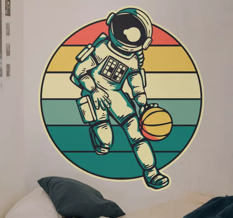 Sticker cinéma tv et jeux vidéo astronaute basket - TenStickers