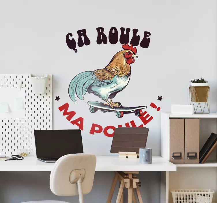 Sticker citation française ça roule ma poule - TenStickers