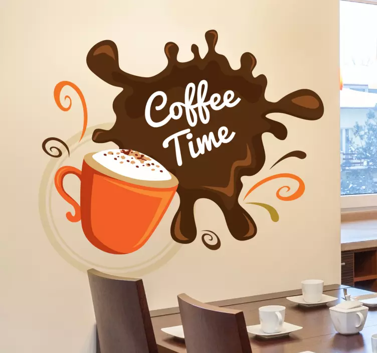 Sticker cofee time splatter - TenStickers