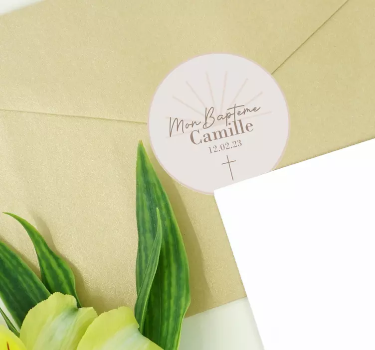 Sticker Communion nom et date du baptême - TenStickers