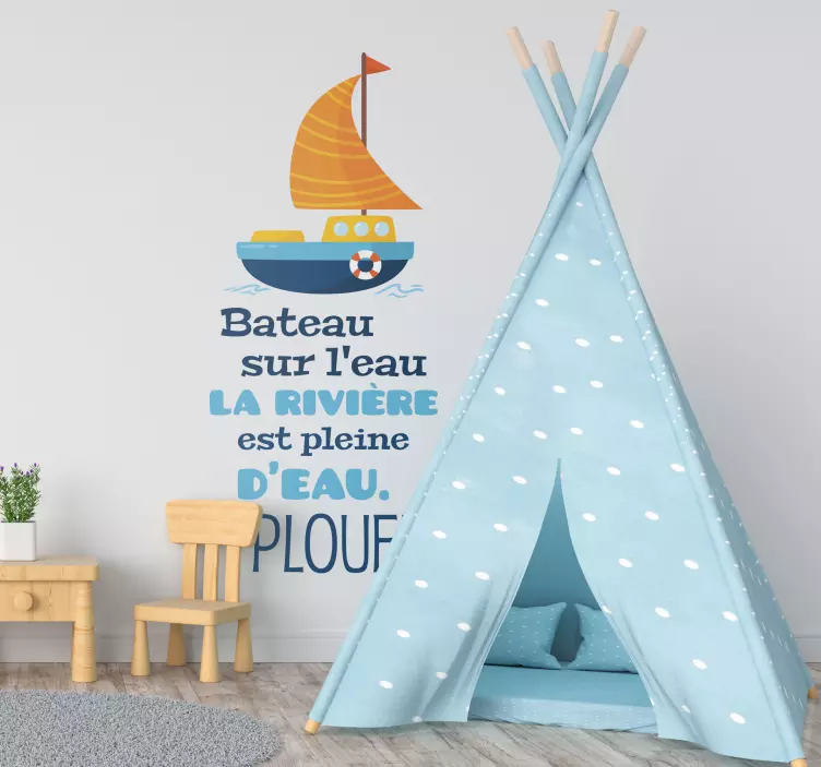 Sticker Comptine Bateau, sur l'eau - TenStickers