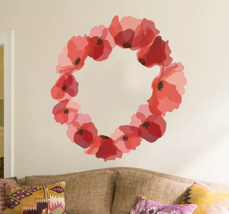 Sticker coquelicots couronne - TenStickers