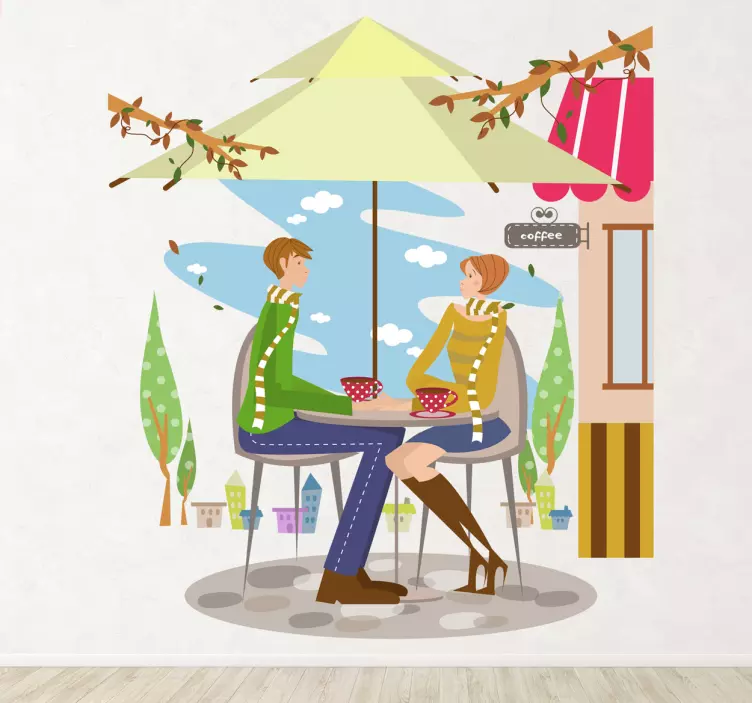 Sticker couple terrasse automne - TenStickers