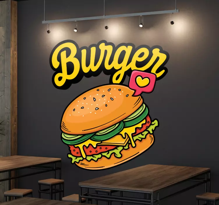 Sticker cuisine dessin burger - TenStickers