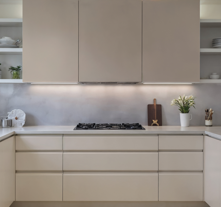 Sticker cuisine feuille de couleur crème - TenStickers