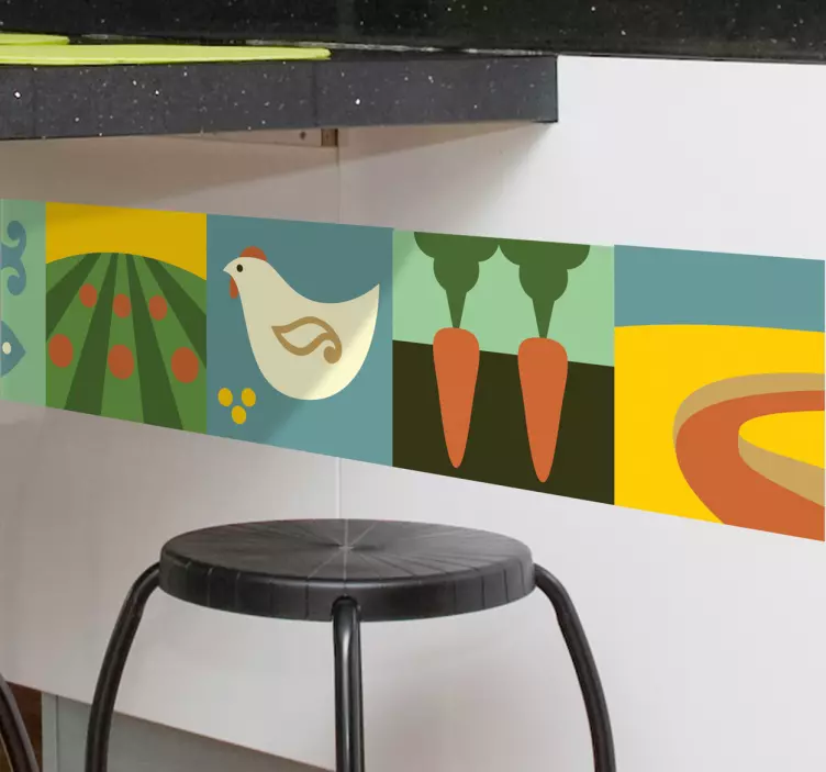Frise tapisserie murale cuisine bio - TenStickers