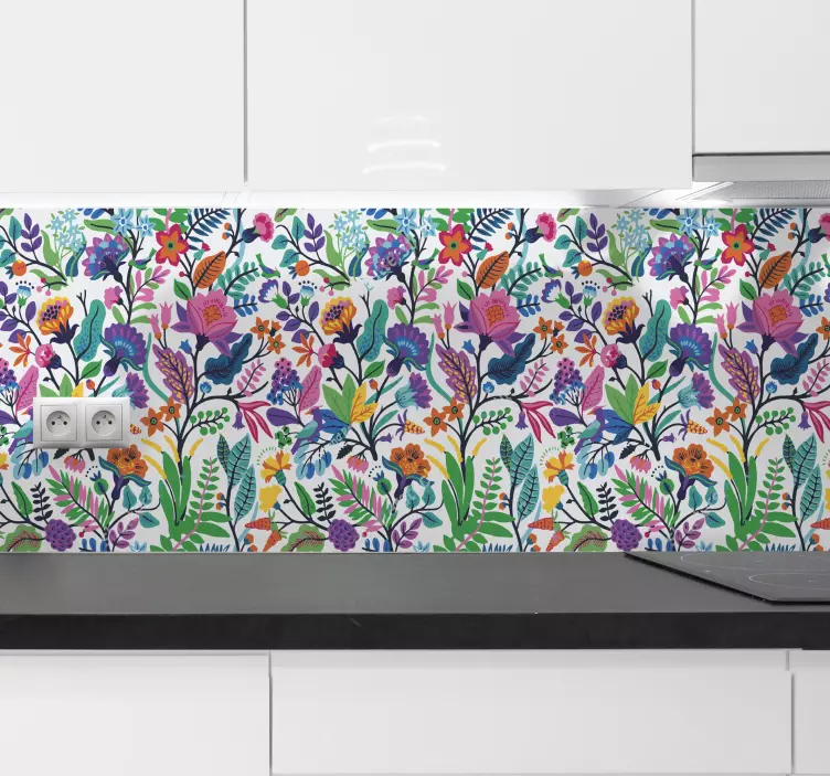 Frise tapisserie murale fleurs multicolores - TenStickers