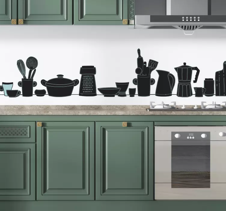 Sticker cuisine ustensiles monochromes - TenStickers