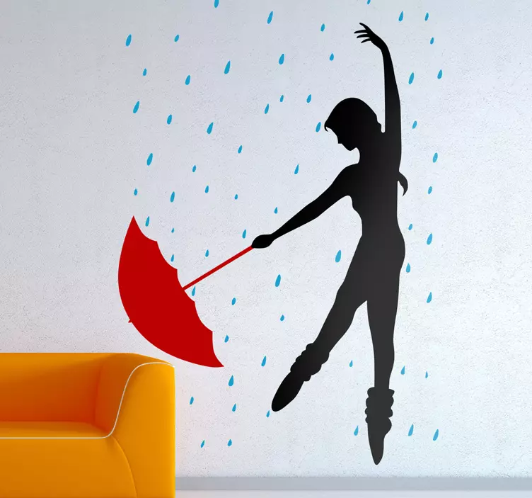 Sticker danseuse sous la pluie - TenStickers