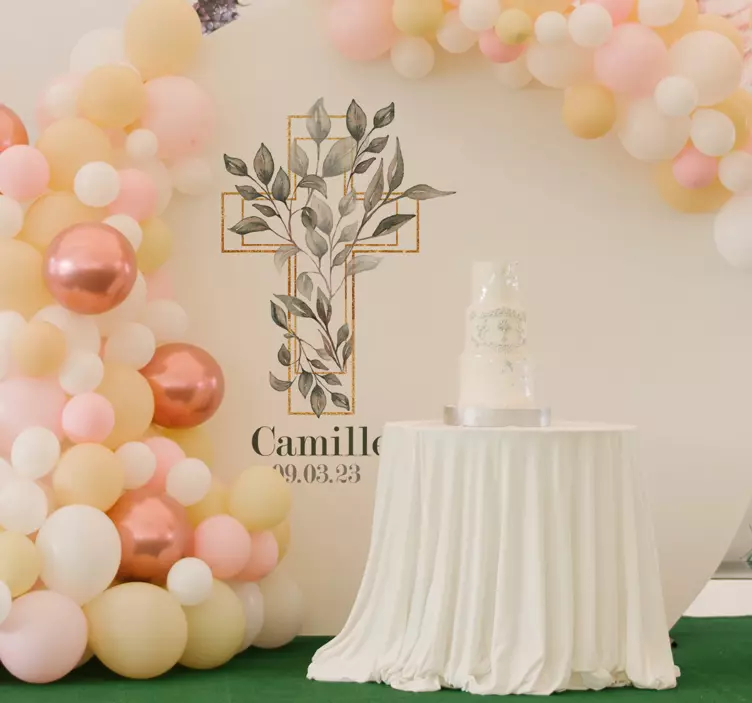 Sticker de baptême en forme de croix - TenStickers