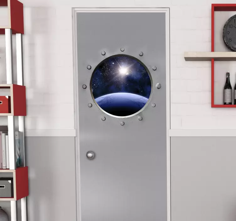 Sticker porte original effet optique vue univers - TenStickers