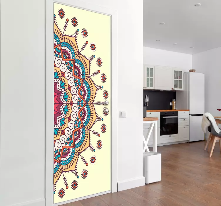 Sticker porte demi mandala coloré - TenStickers