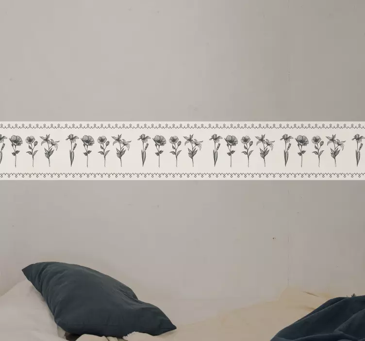 Sticker déco bordure florale élégante - TenStickers