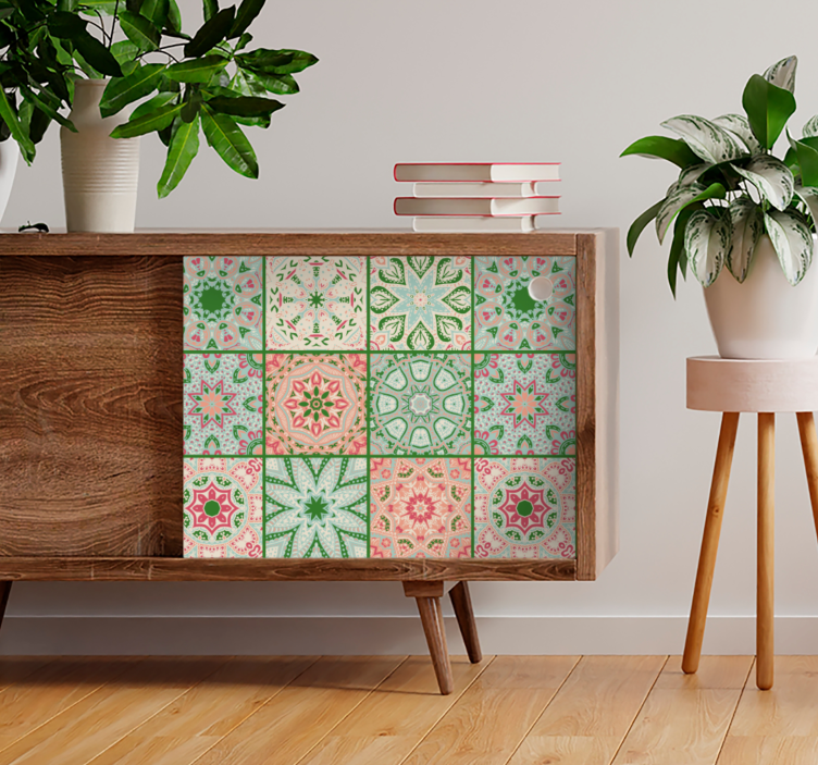 Sticker déco carreaux colorés à motifs - TenStickers