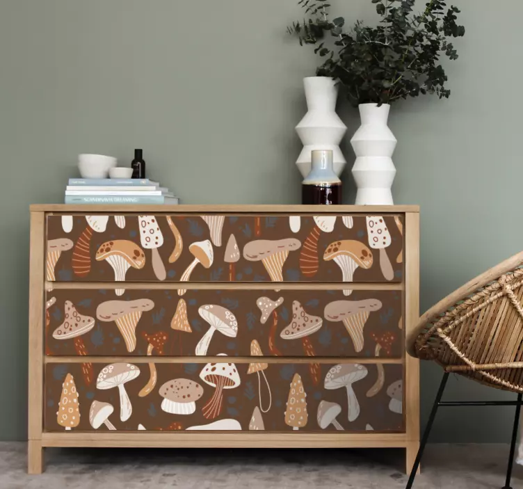 Adhésif meuble composition des champignons - TenStickers