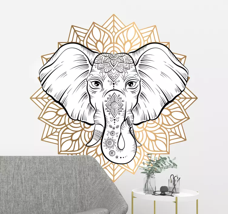 Sticker déco mandala élégant d'éléphant - TenStickers
