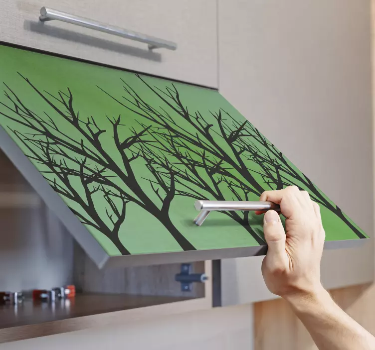 Sticker Meuble Arbre sur fond vert - TenStickers