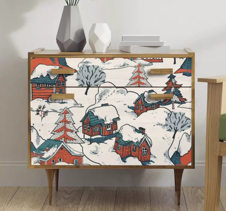 Adhésif meuble nature chalets à la montagne - TenStickers