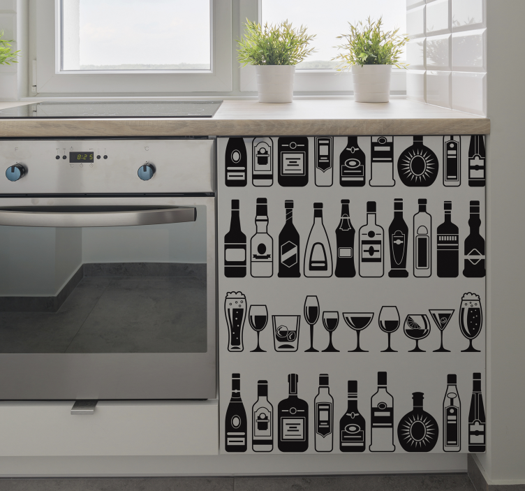 Papier adhésif pour meuble motif de bouteilles - TenStickers