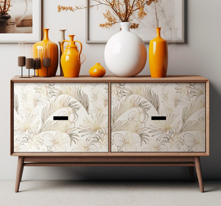 Adhésif meuble fleurs des tropiques - TenStickers