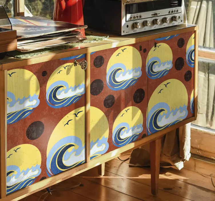 Sticker Meuble Vague et Soleil - TenStickers