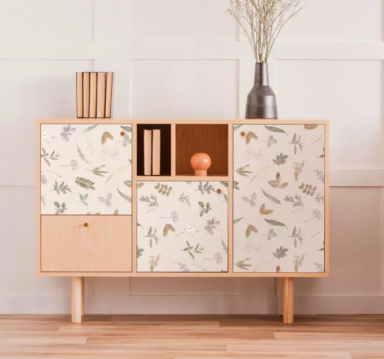 Adhésif meuble feuillage fond beige - TenStickers