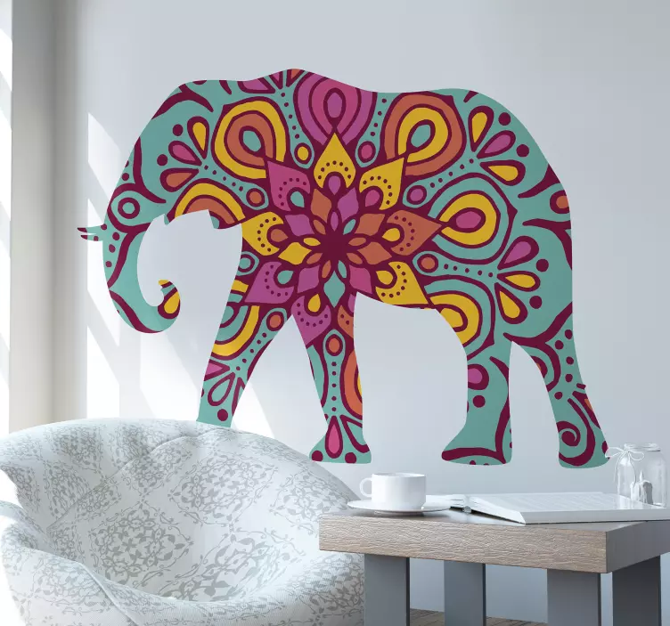 Sticker déco silhouette d'éléphant colorée - TenStickers