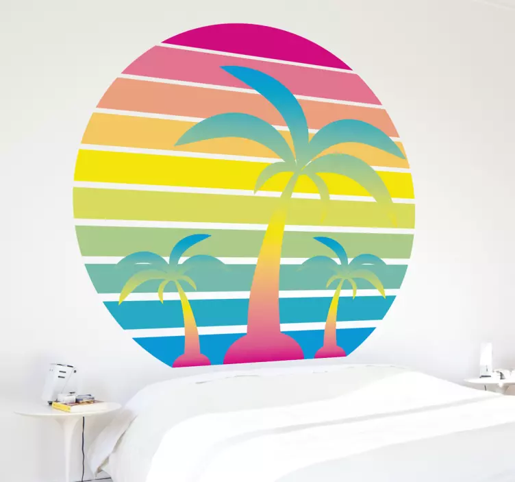 Sticker mural nature coucher de soleil années 80 - TenStickers
