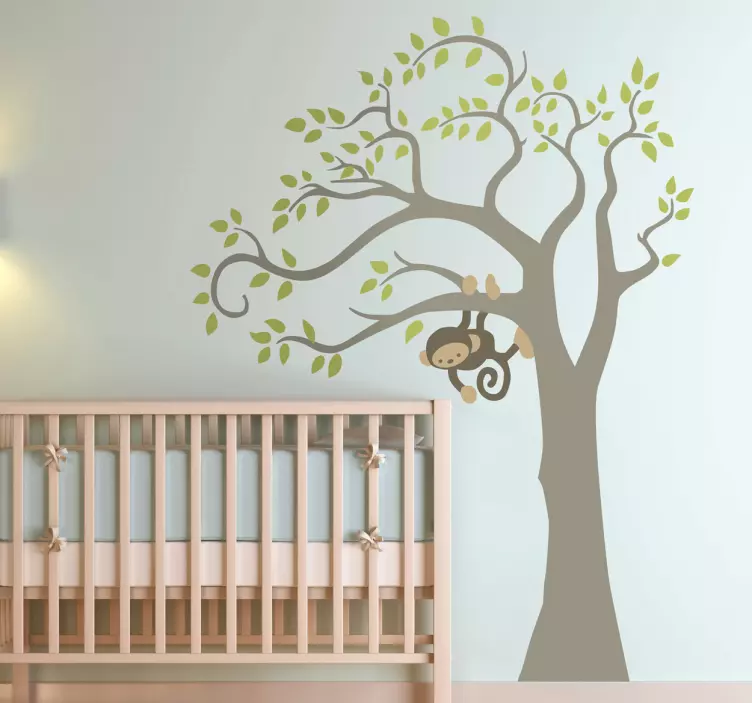 Sticker arbre mural avec singe - TenStickers